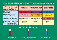 Таблица Окраска индикаторов в различных средах (винил) - «globural.ru» - Краснодар